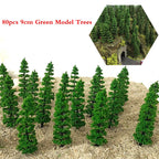 80pcs 3.54" Green Model Trees for Wargame Train Railroad Layout (N/A)