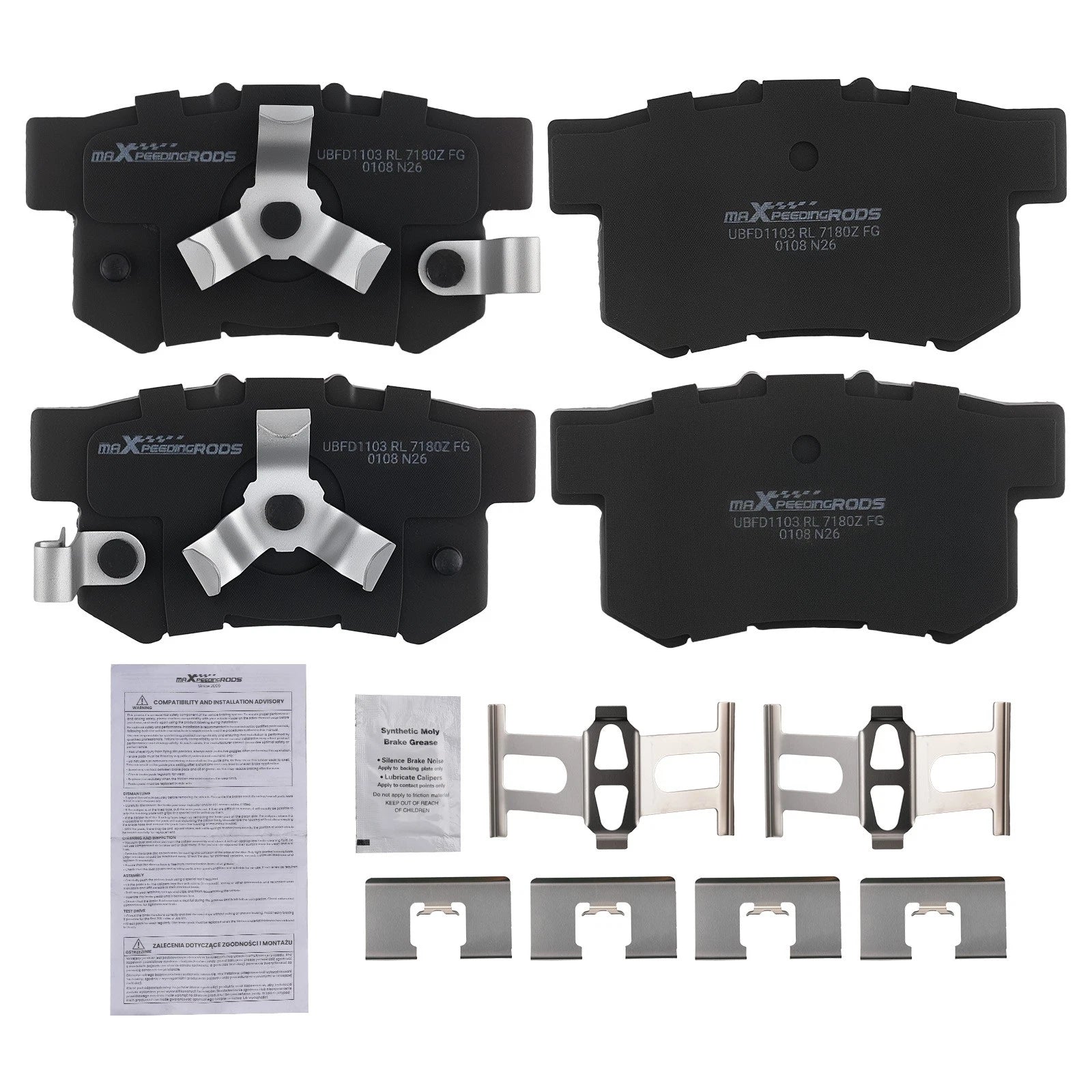 Set of 4 Rear Ceramic Brake Pads for Acura RDX (2010–2018) Honda CR-V (2005–2016)