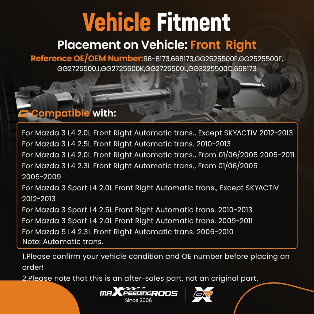 CV Axle for Mazda 3 (2005-2013)