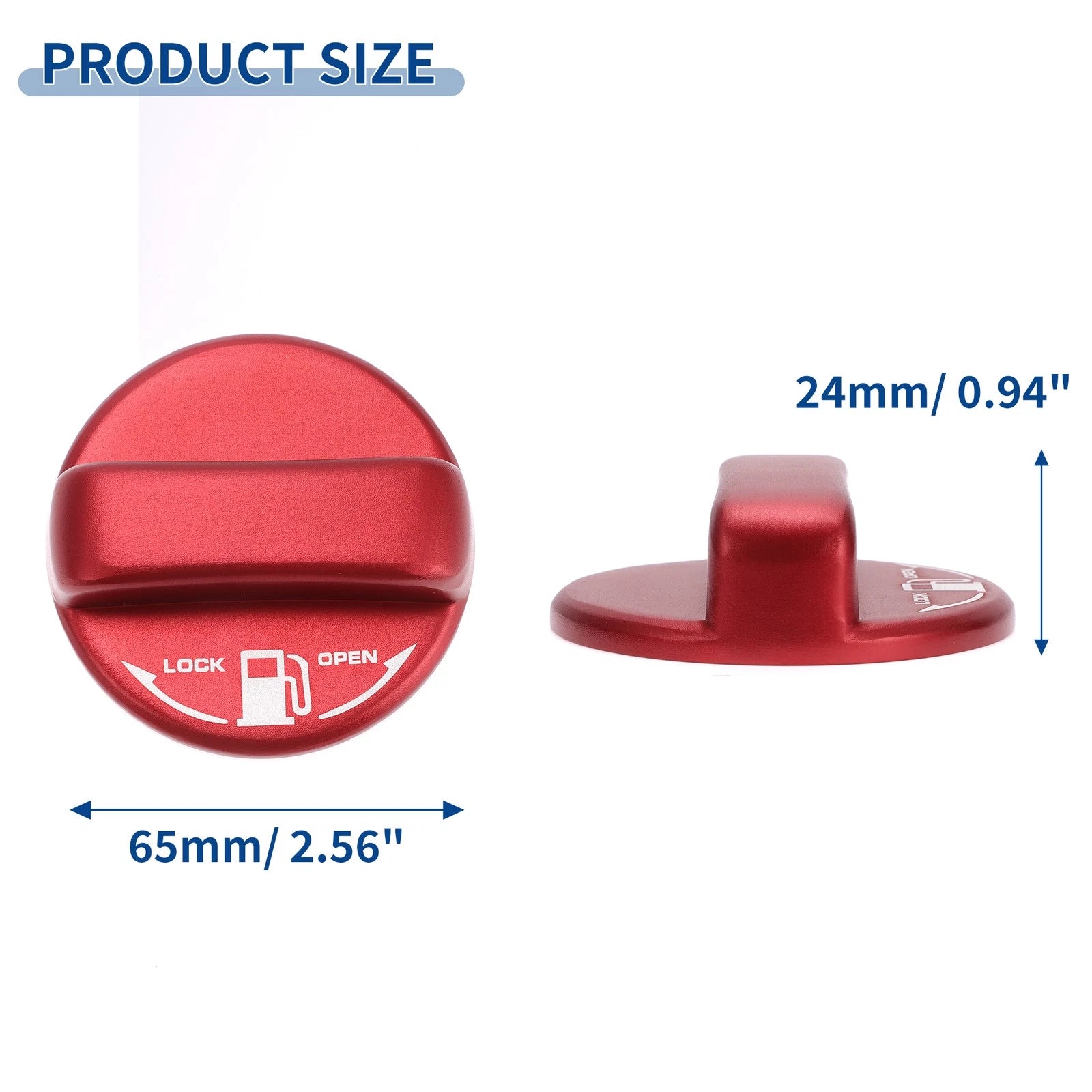 Metal Gas Fuel Tank Cap Cover Trim Sticker Red for Toyota Hiace (2005–2023)
