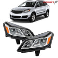Set of 2 Halogen Headlights for Chevrolet Traverse (2013–2017) Black Chrome