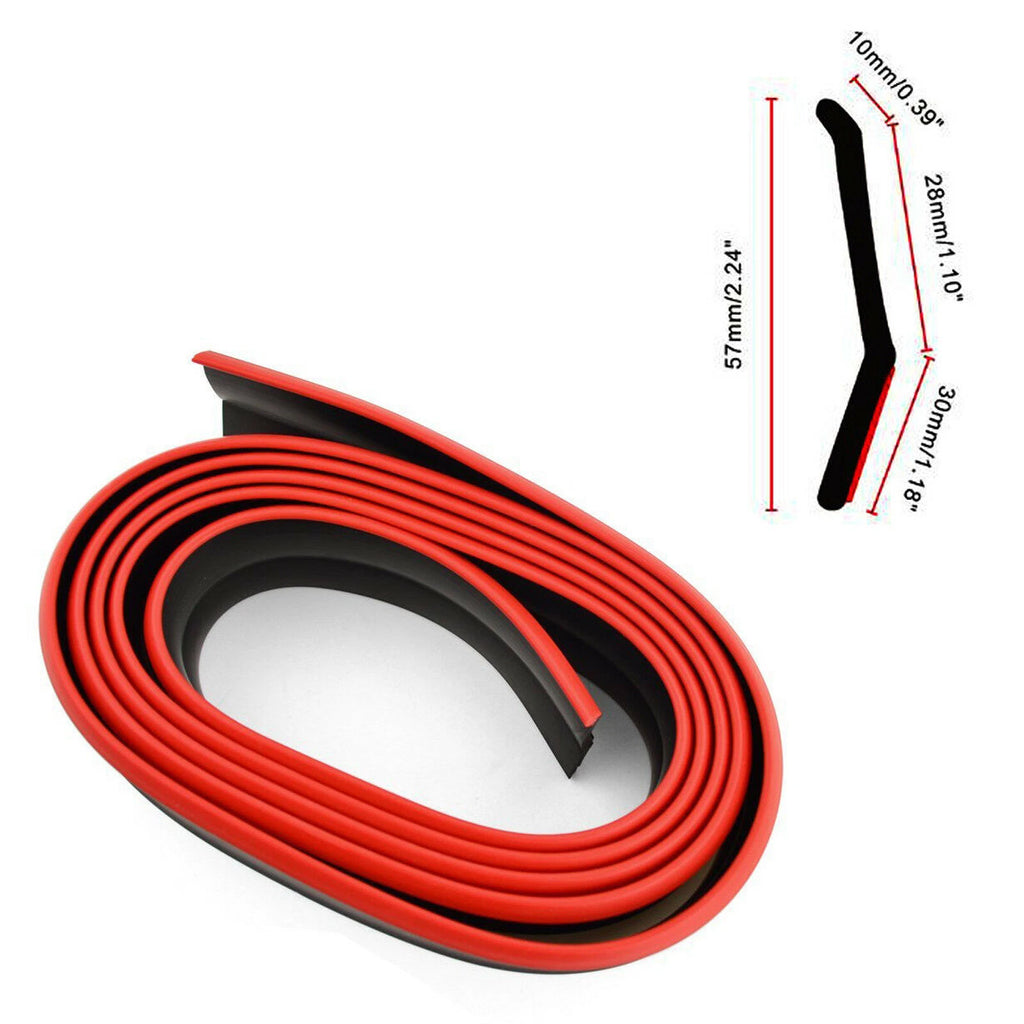 8ft Black Red Bumper Spoiler Lip Splitter for Universal (Universal, 2020-2024)
