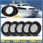 5X 2" Round 9LED White Turn Tail Brake Lights for Truck Trailer