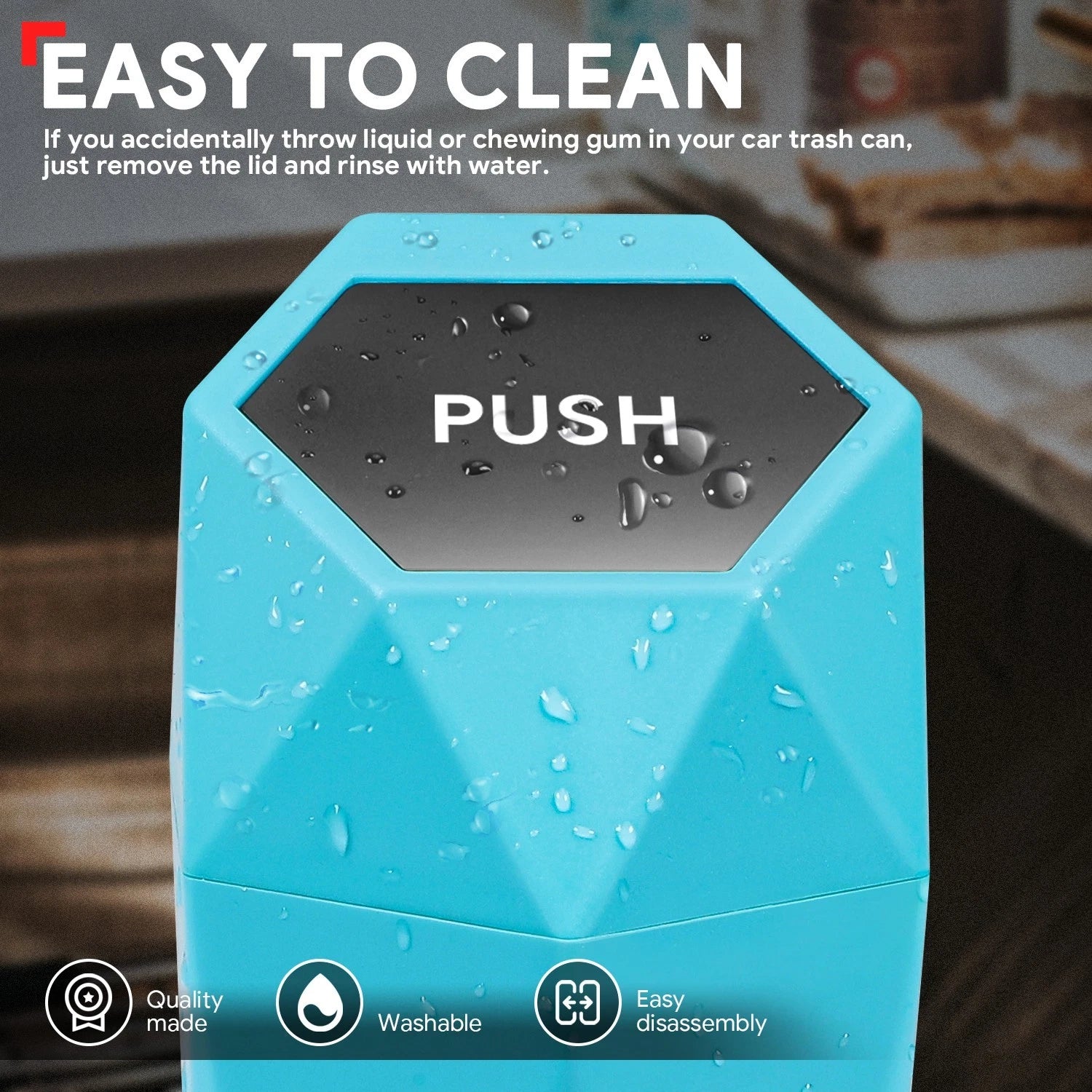 Trash Can 3.5" Sky Blue with Removable Lid for Home Use