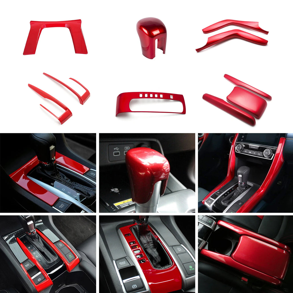 Gear Shift Knob Armrest Box Cover Trim for Honda Civic (2016-2021)