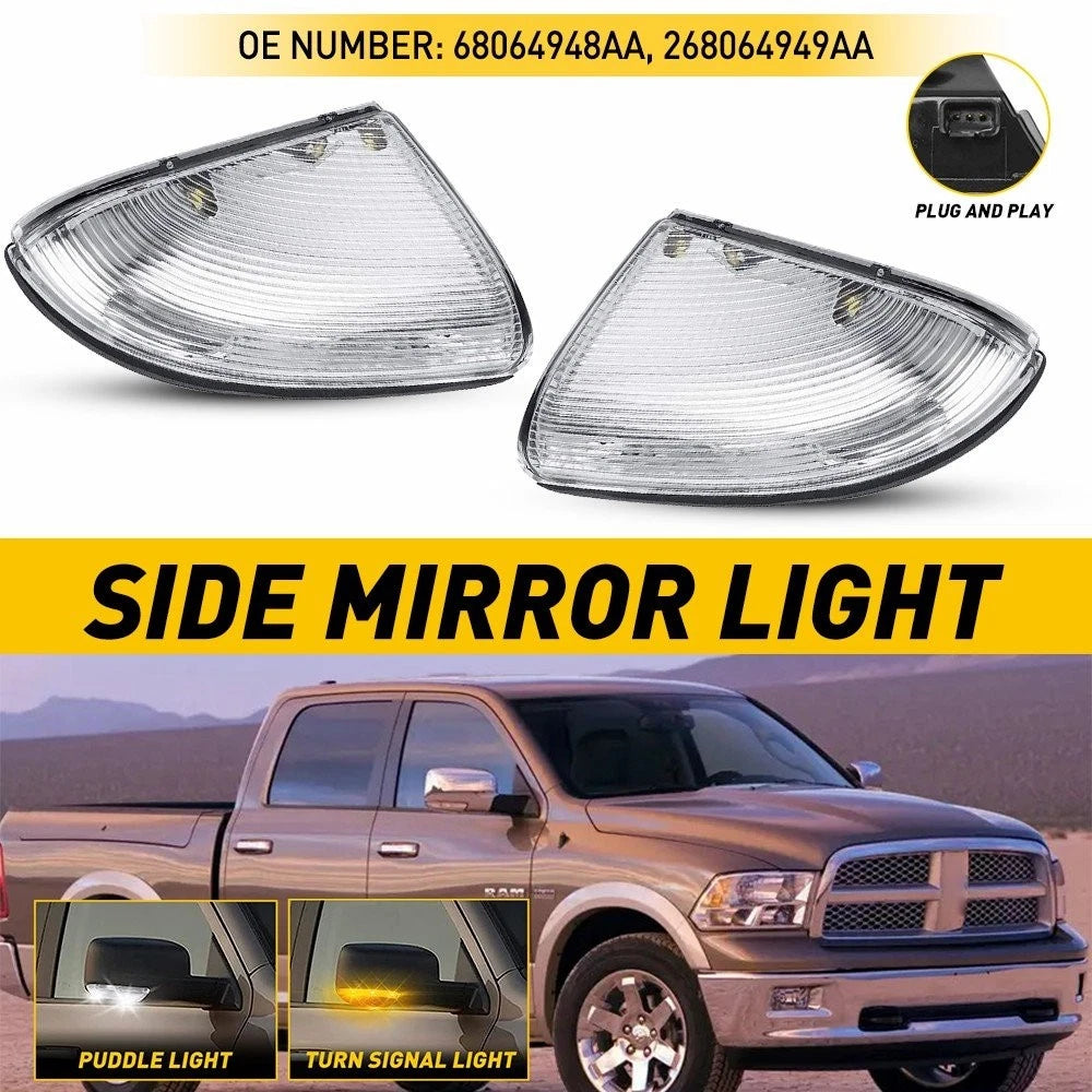 2X Mirror Puddle Turn Signal Light for Dodge Ram 1500 2500 (2009–2014)