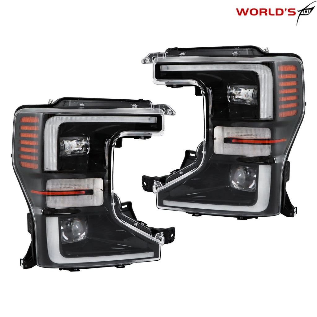 Set of 2 Black Full LED Headlights for Ford F250 F350 SuperDuty (2020–2022)