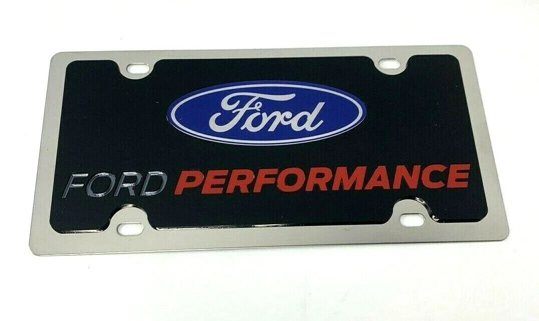 Chrome License Plate Frame with Ford Logo Emblem for Ford Performance (2015–2022)