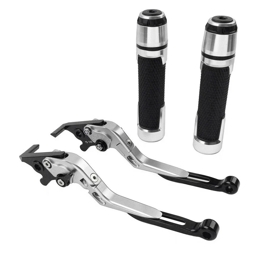Silver Extendable Brake Clutch Levers Grips Set for Kawasaki ZX14R (2006-2023)