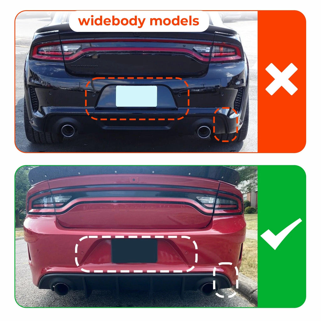 Matte Black Rear Diffuser Bumper Valance Lip for Dodge Charger SRT (2015–2023)