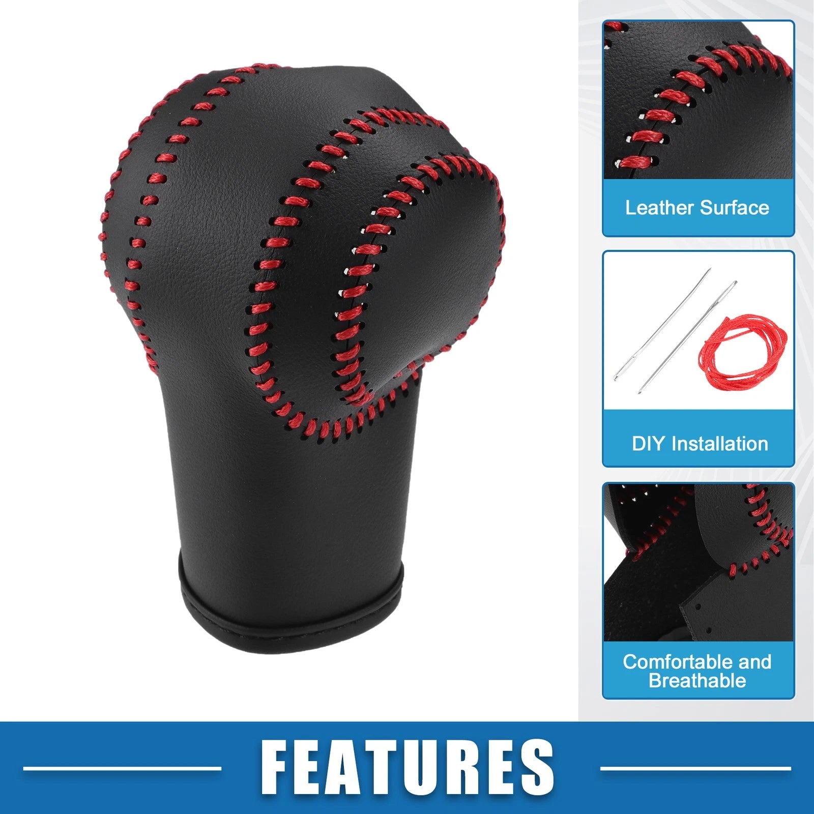 Gear Shifting Knob Cover Trim for Nissan Rogue (2008–2013) Black Red