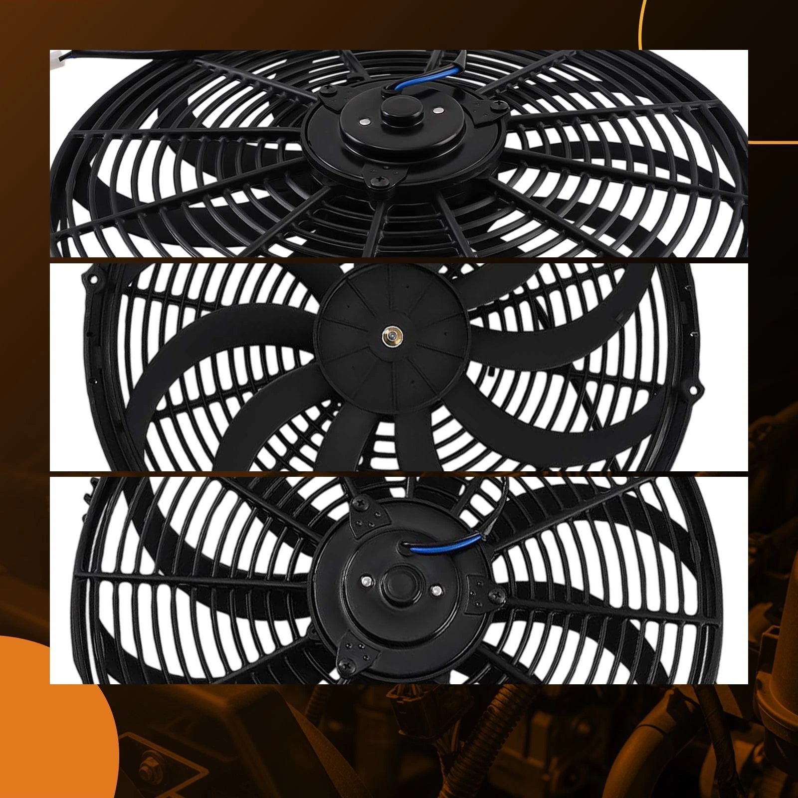 2X 16 Inch Electric Radiator Slim Fan for Universal Fitment (12V 120W)