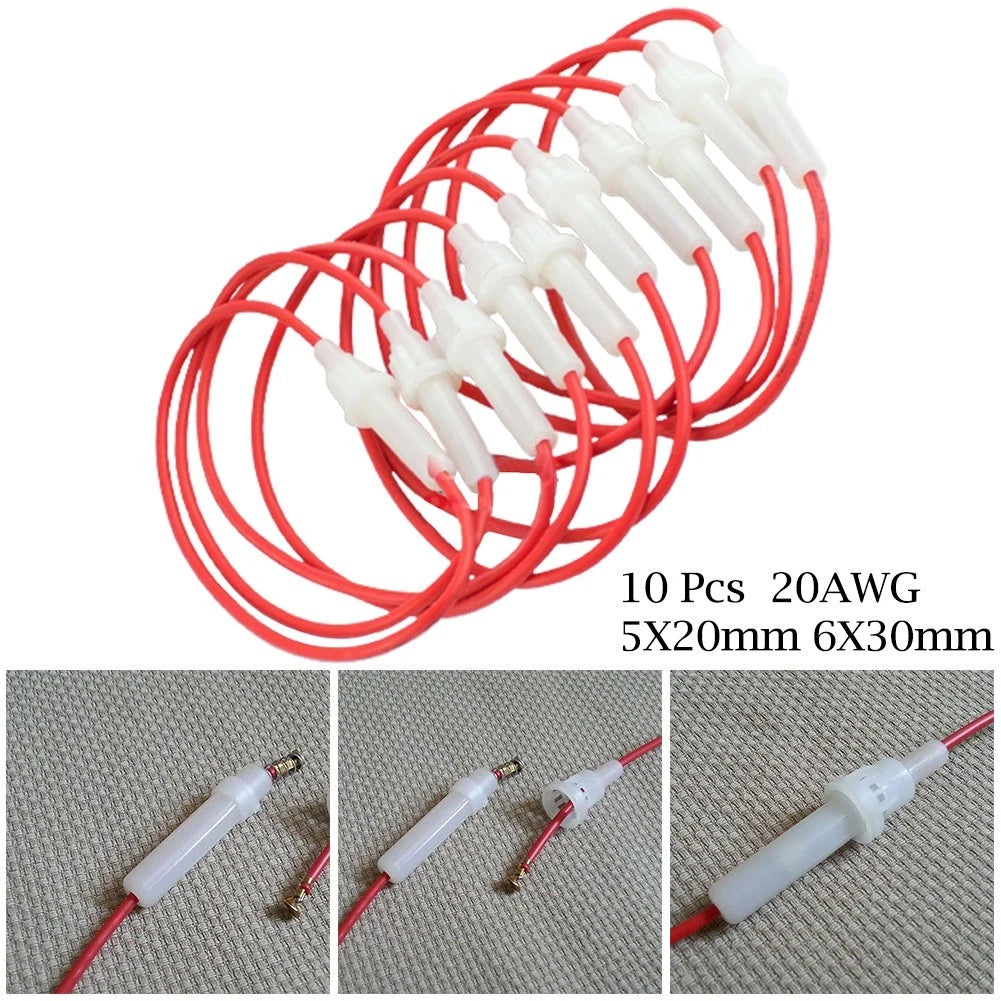 Set of 10 Fuse Holders for AGC Industrial Glass Fuse 0.5A-30A