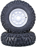 Set of 2 LIBRA 26X9-12 ATV Tires on 4-110 PCD Silver Wheel-10277