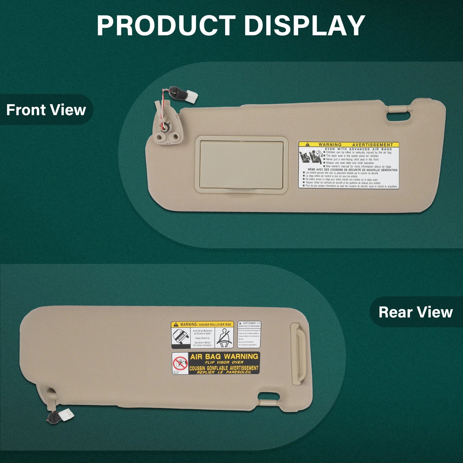 Left Driver Side Sun Visor for Hyundai Sonata (2005–2008) - Beige