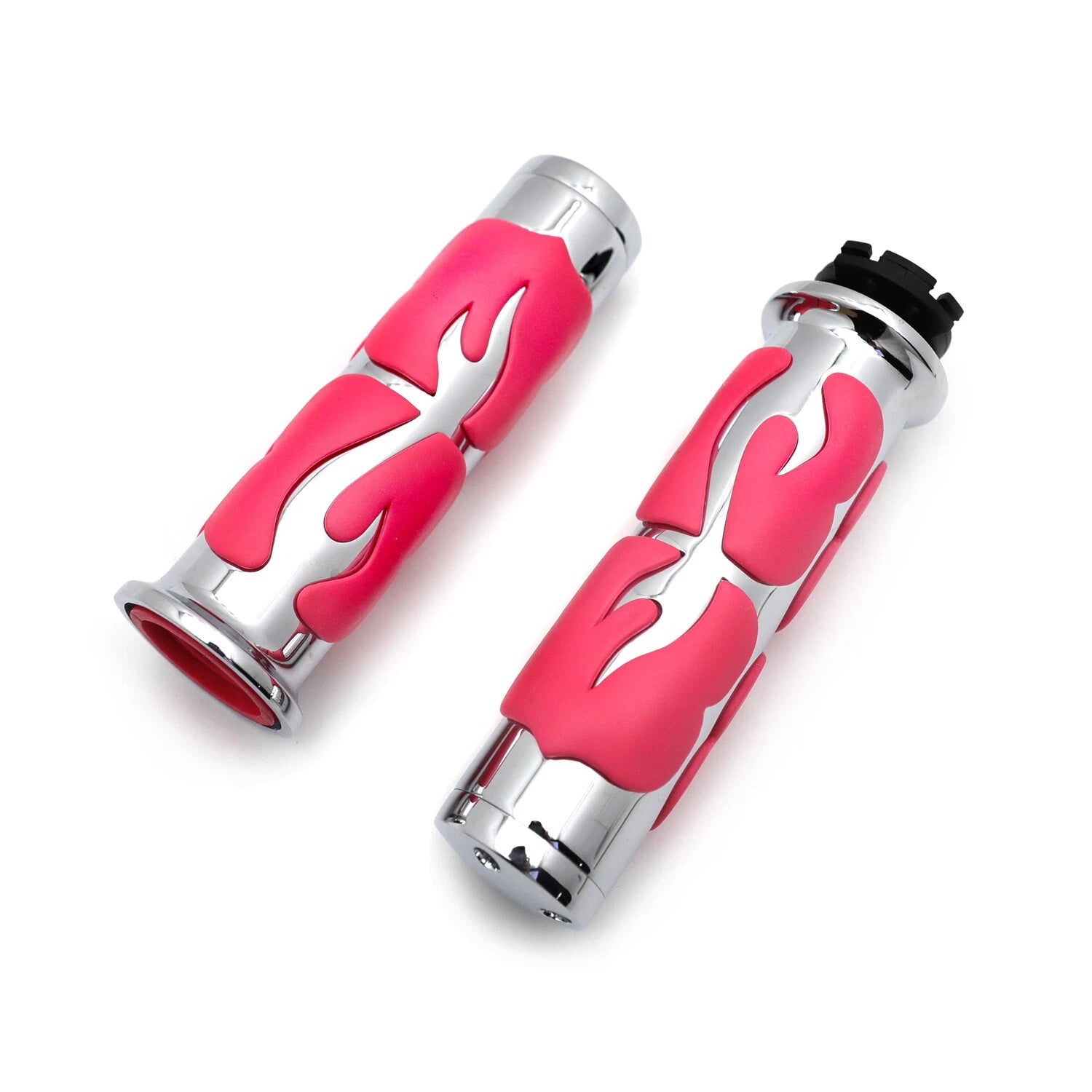 Pink Chrome Flame Hand Grips for Yamaha V Star 1100 (2000–2009)