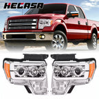 2X LED Tube DRL Projector Headlights for Ford F150 (2009–2014)