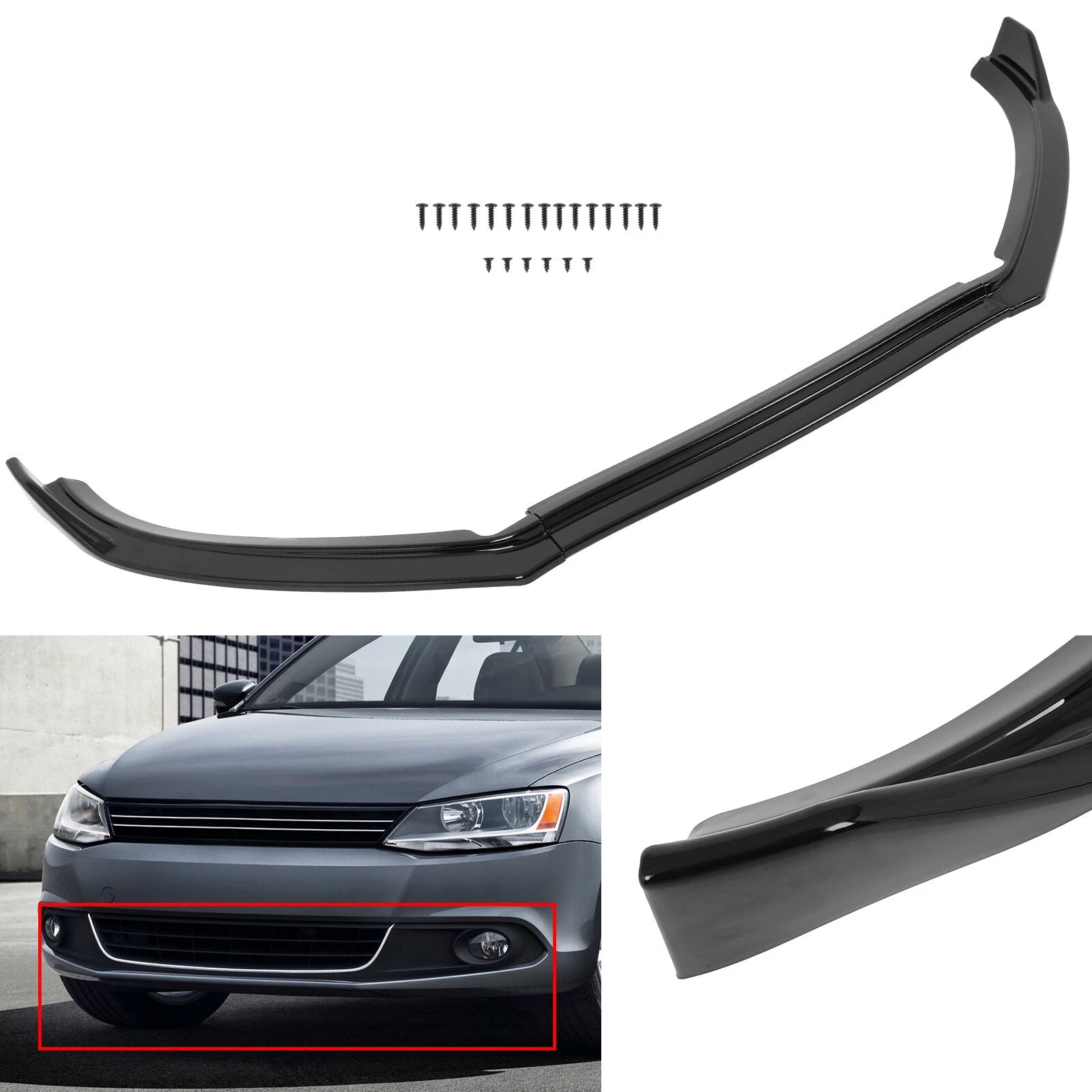 Front Bumper Lip for VW Jetta (2012–2014) Painted Black