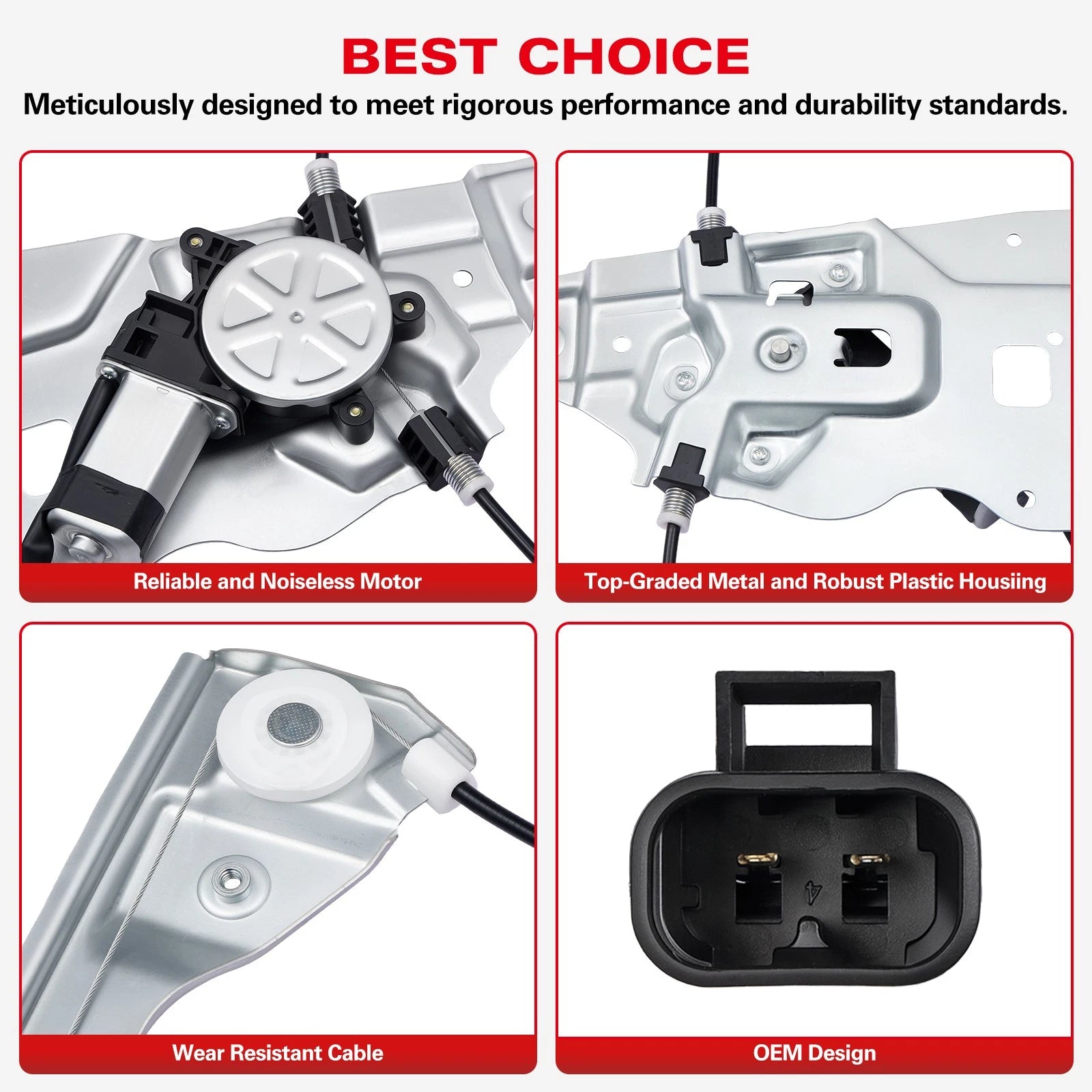 Window Regulator w/ Motor Front Left for Chevrolet Equinox (2010–2011)