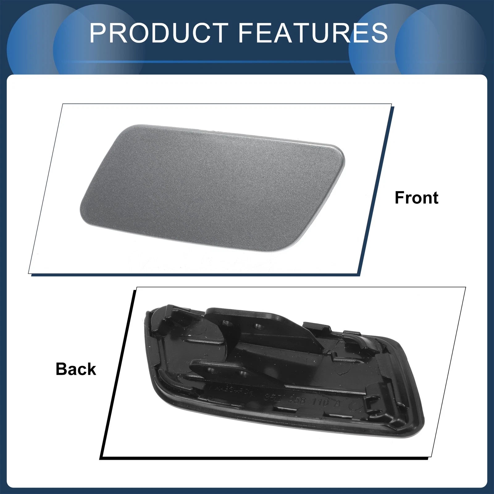 Front Right Washer Nozzle Cover Cap for Volkswagen Passat CC (2008–2012) Grey
