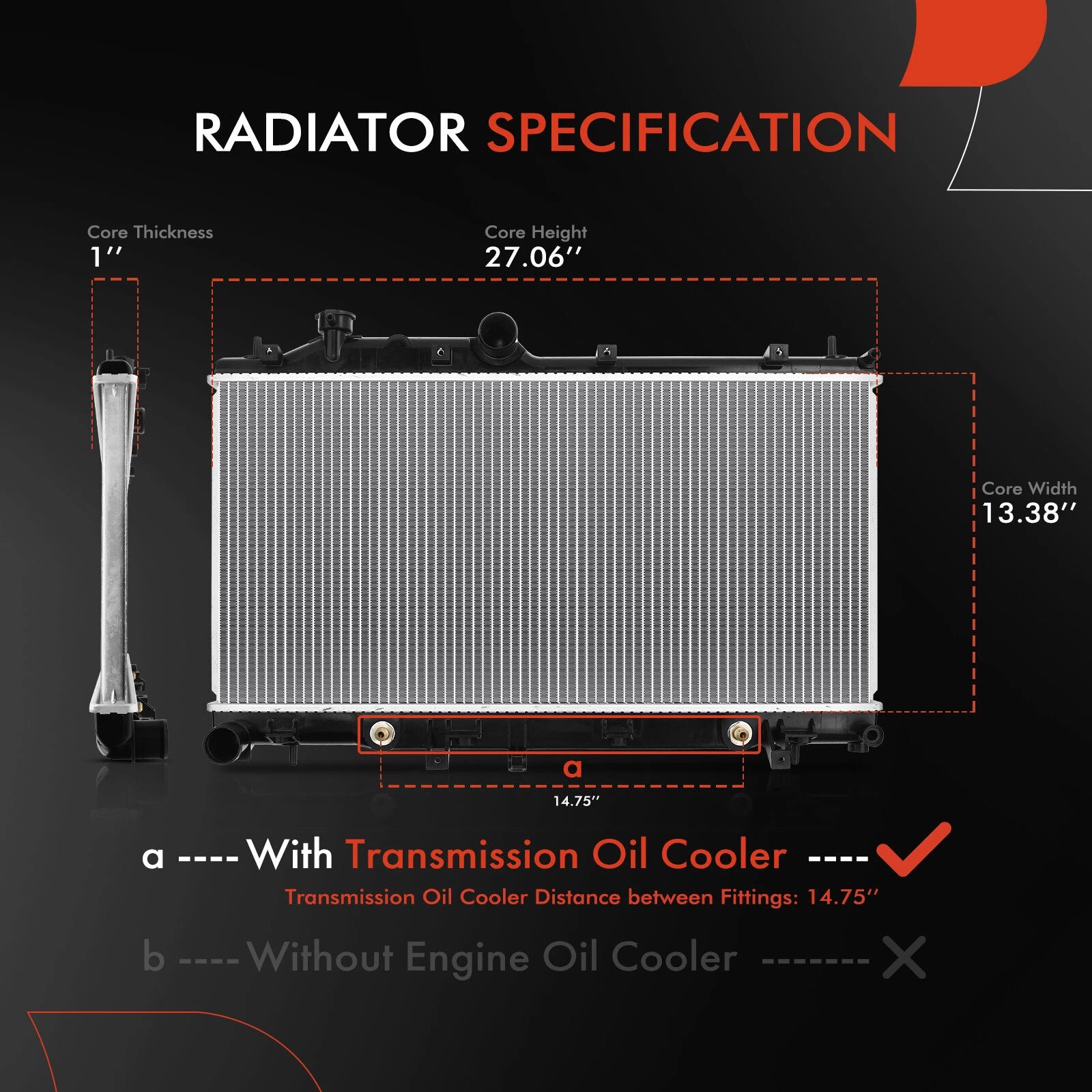 Radiator with Oil Cooler for Subaru Forester (2009–2013) Turbocharged