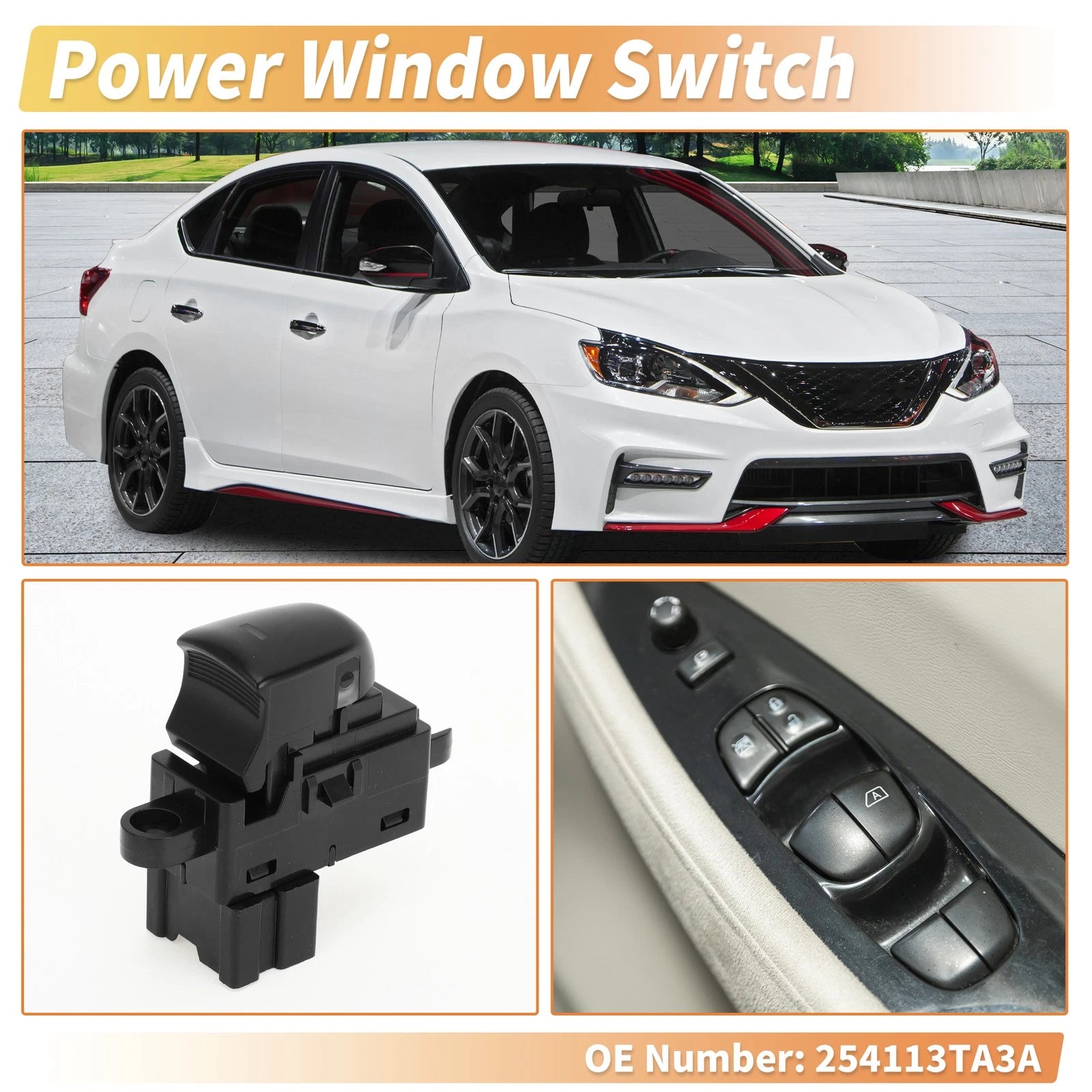 Rear Side Power Window Switch for Nissan Altima Murano Pathfinder (2002–2019) No. 254113TA3A