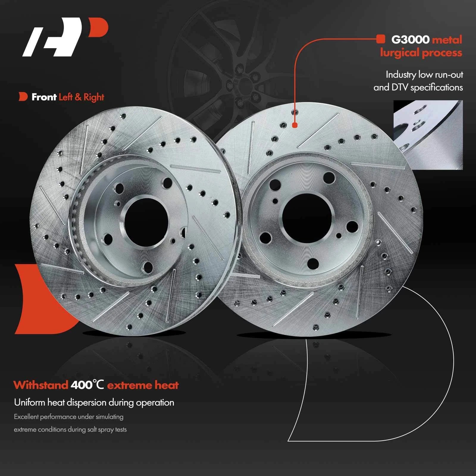 Front Drilled Brake Rotors & Ceramic Pads for Toyota Tacoma (2005–2015)