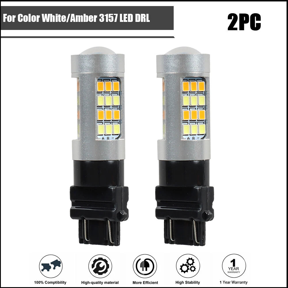2X Dual Color White/Amber 3157 LED Turn Signal Bulbs for Various Models