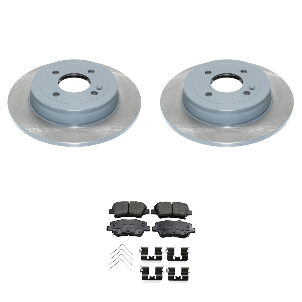Set of 2 DuraGo Rear Rotors & Akebono ProACT Ceramic Pads for Accent Rio