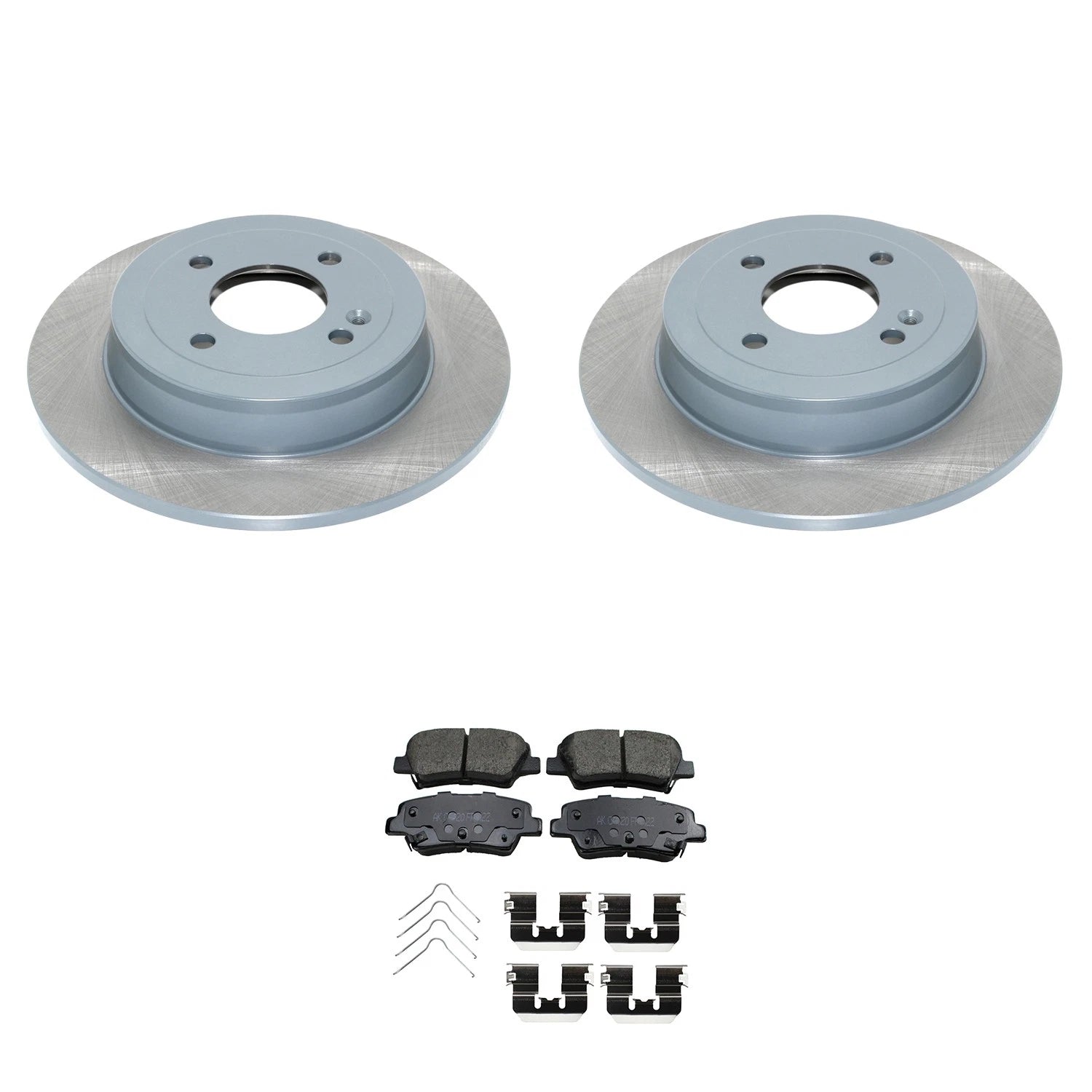 Set of 2 DuraGo Rear Rotors & Akebono ProACT Ceramic Pads for Accent Rio