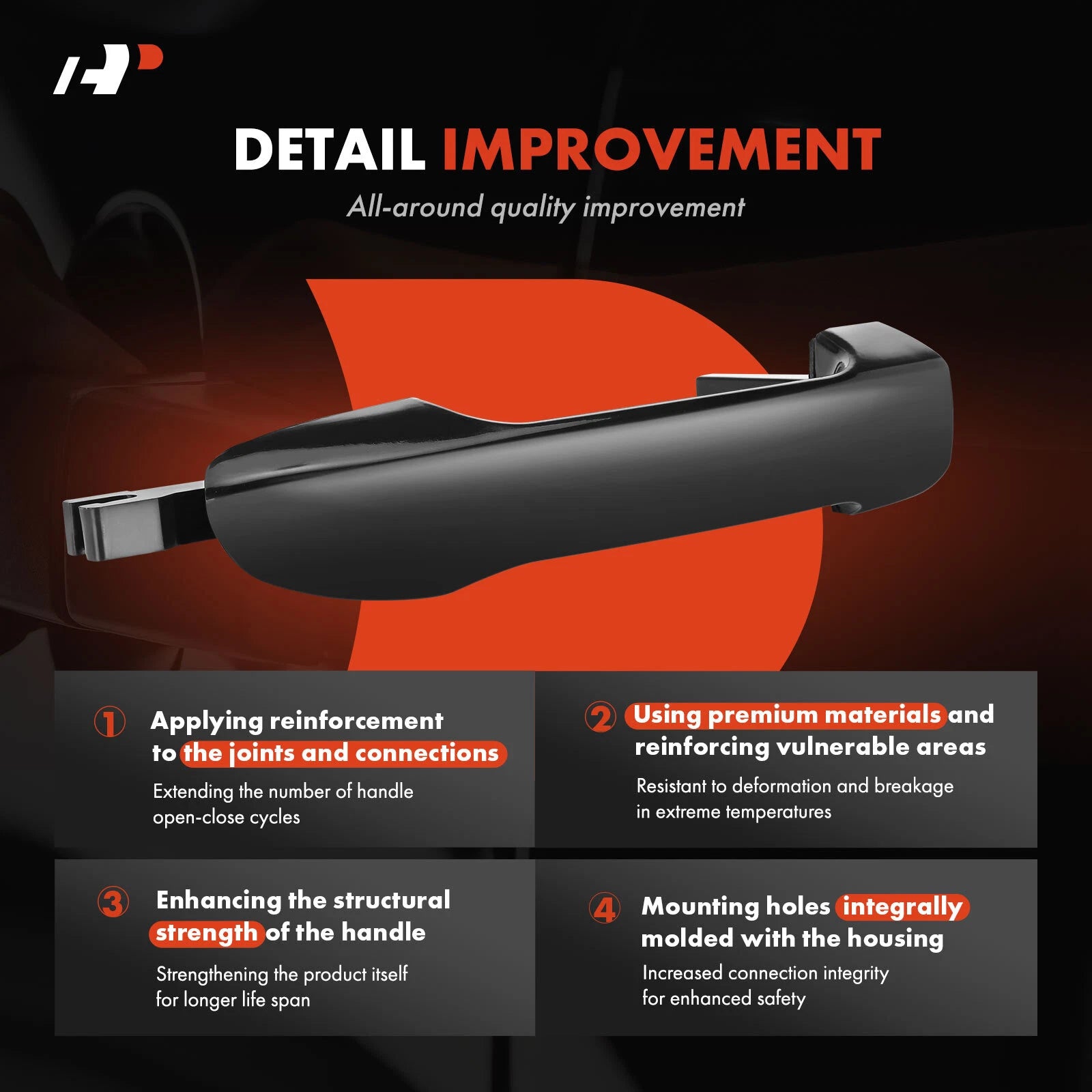 Front Passenger Door Handle with Keyhole for Kia