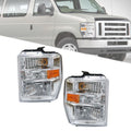 Set of 2 Headlights for Ford E150 E250 E350 E450 Econoline Van (2008–2014)
