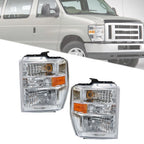 Set of 2 Headlights for Ford E150 E250 E350 E450 Econoline Van (2008–2014)