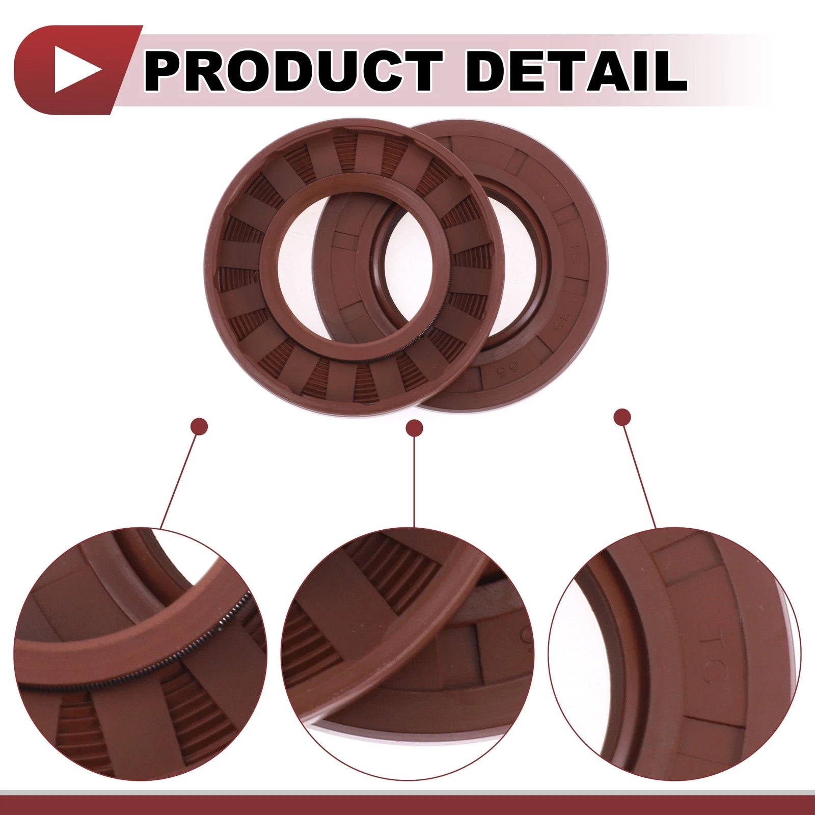 2X Oil Seal Rotary Shaft Seal FKM Rubber 35x65x8mm for [Make Model] 
