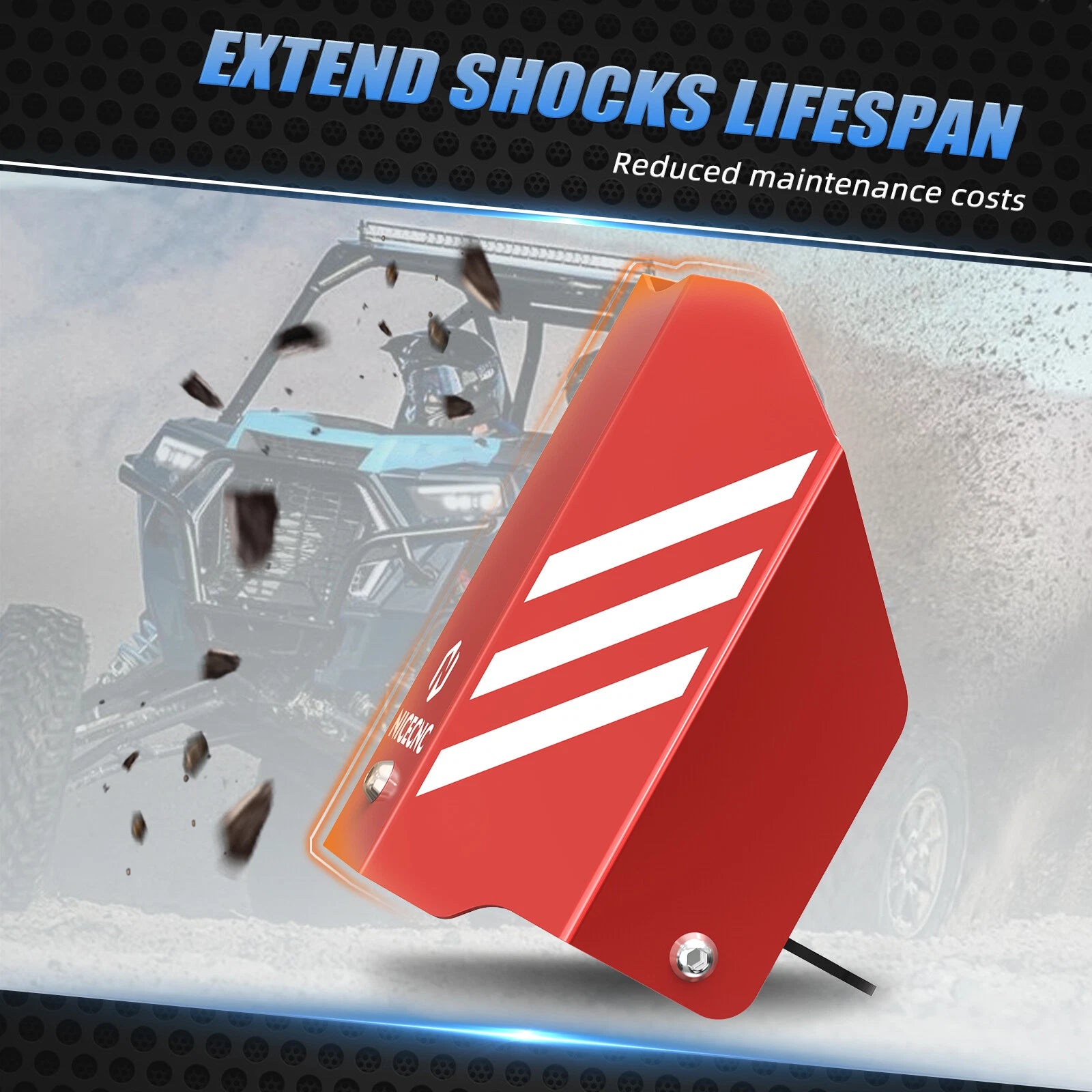 Aluminum Front Shock Cover Guard for Polaris RZR XP (2017–2021)