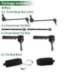 8pcs Front Suspension Kit Tie Rod Ends & Sway Bar Links for Dodge Journey