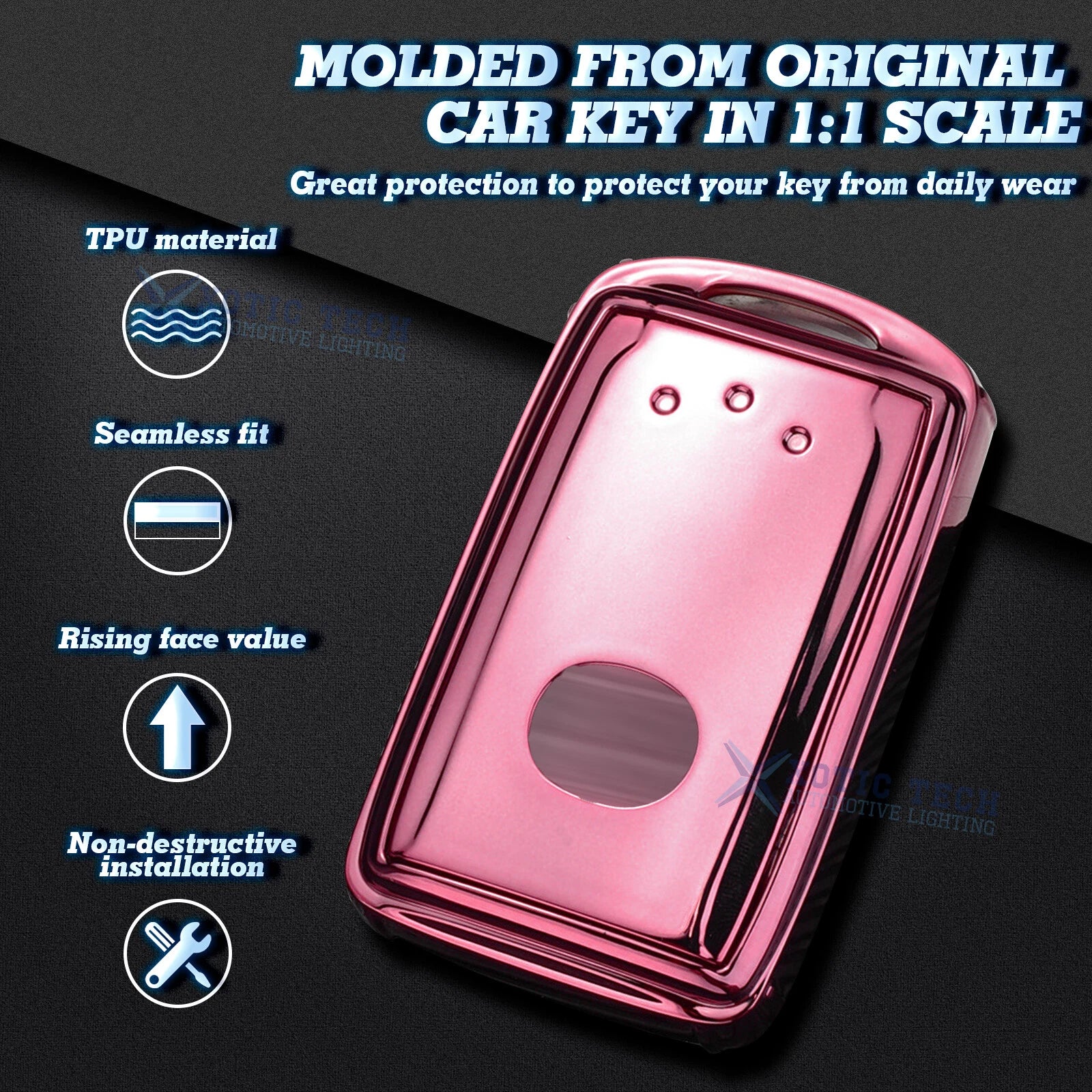 Pink Soft TPU Remote Key Fob Cover Case for Mazda 3 (2019-2025)