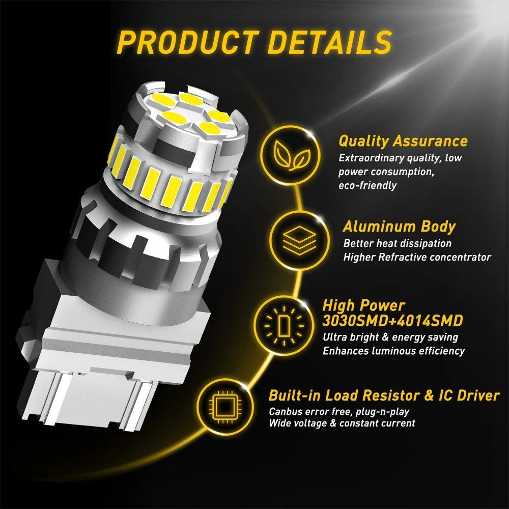 Set of 6 LED Backup Brake Light Bulbs for Various Models (3157/3156/3057/4057)