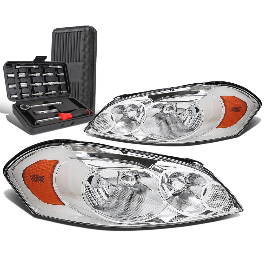 Chrome/Amber Signal Bumper Headlight Lamps for Chevy Impala (2006–2016)