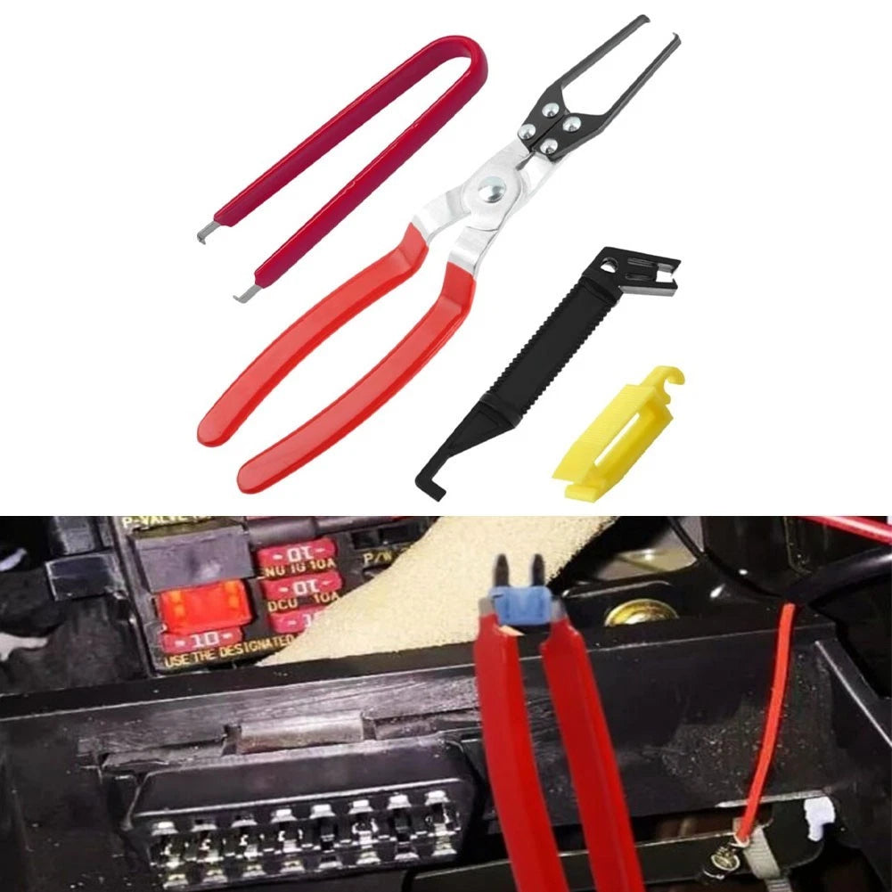 4 Piece Battery Terminal Relay Fuse Pullout Pliers Tool Set for Automotive