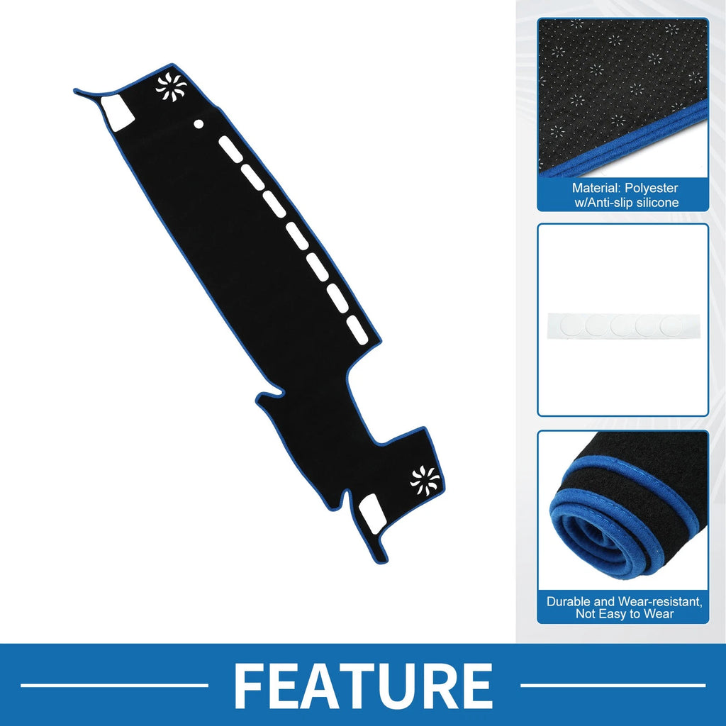 Dashboard Cover Mat for Toyota Highlander (2021–2024) HUD Black Blue