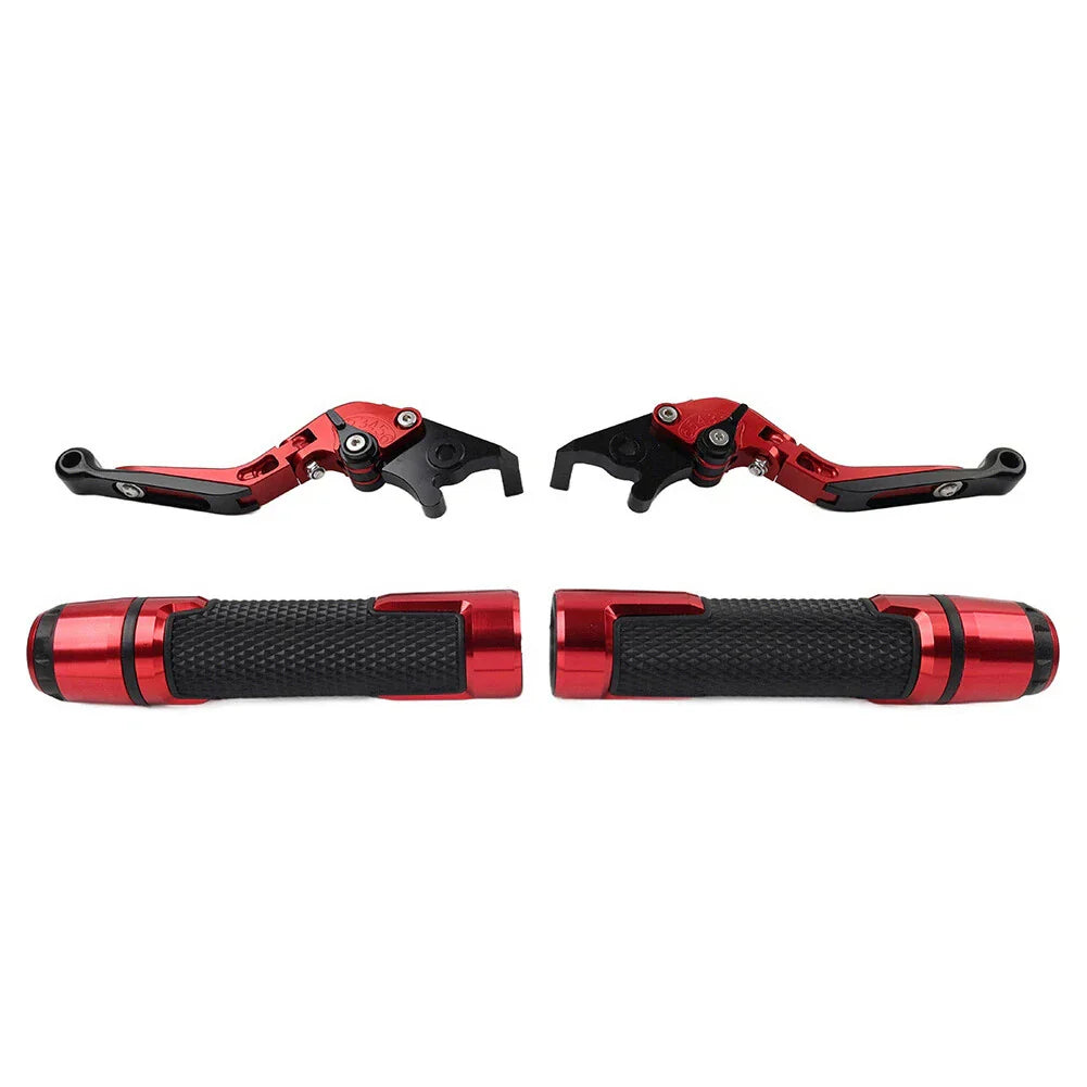 Red Extendable Brake Clutch Levers & Handlebar Grips for Kawasaki Z900RS (2018-2023)