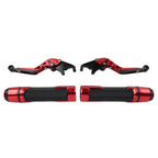 Red Extendable Brake Clutch Levers & Handlebar Grips for Kawasaki Z900RS (2018-2023)