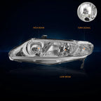 Chrome Housing Headlight Clear Corner Signal Lamps for Honda Civic Sedan (2006–2011)