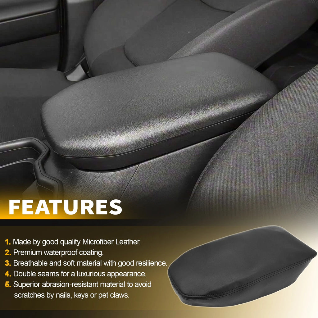 Center Console Lid Armrest Cover for Toyota RAV4 (2019–2023) Leather Trim Black