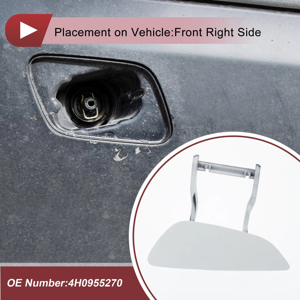 Front Right Washer Nozzle Cover Cap for Audi A8 (2009–2014) 1 Pcs White