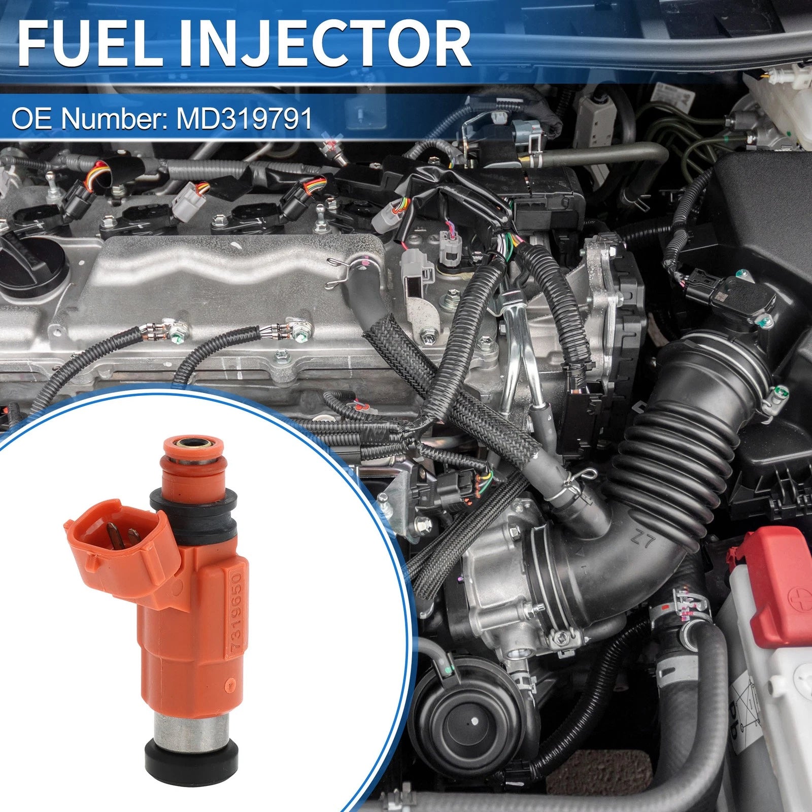 Fuel Injector No.MD319791 for Mitsubishi Mirage 1.8L (1997–2001) 1 Pc Orange