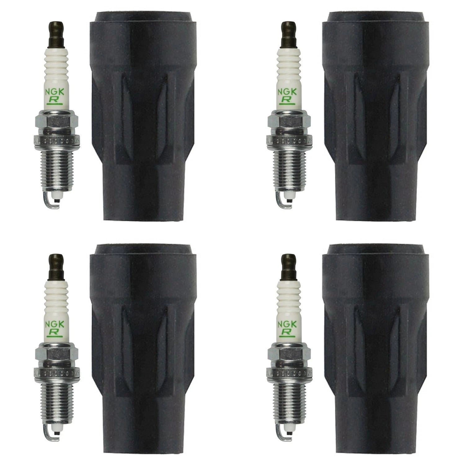 NGK 4 V-Power Spark Plugs & Denso Coil Boots Kit for Dodge Caliber 2007–2012