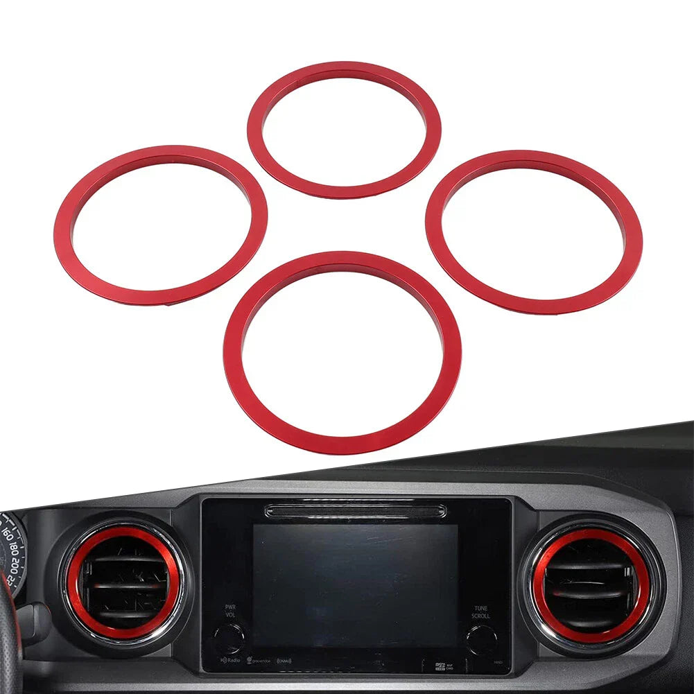 Red A/C Vent Ring Trim Covers for Toyota Tacoma (2016-2022)