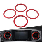 Red A/C Vent Ring Trim Covers for Toyota Tacoma (2016-2022)